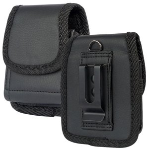 Cas pour Motorola RAZR 2026 Flip Téléphone, Nakedcellphone Pochette verticale en cuir végétalien [Belt Loop, Clip en métal, Fermeture magnétique] pour Moto RAZR PLUS ULTRA 2025/2024/2023 - noir