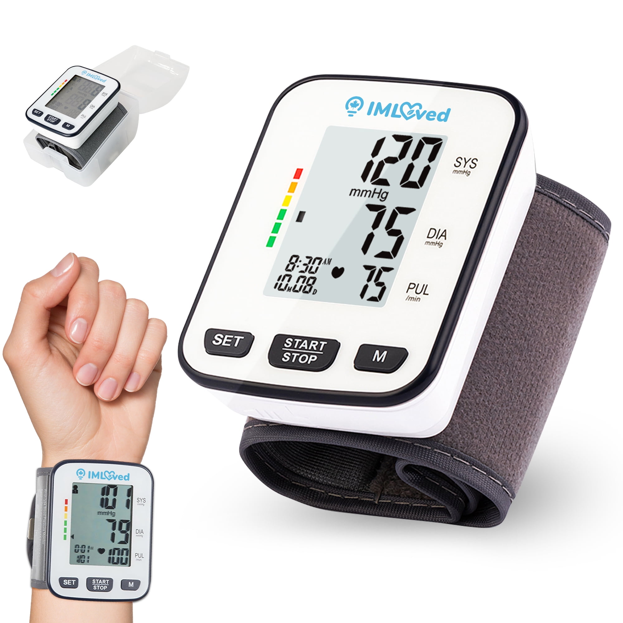 IMGadgets Blood Pressure Monitor (Wrist) | Large HD Backlit Display for Home and Travel | Digital Wrist BP Monitor with WHO Indicator | Irregular Heartbeat Detection | Portable Accurate BPM