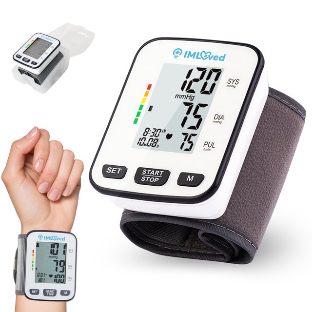 IMGadgets Blood Pressure Monitor (Wrist) | Large HD Backlit Display for Home and Travel | Digital Wrist BP Monitor with WHO Indicator | Irregular Heartbeat Detection | Portable Accurate BPM