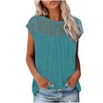 thumbnail image 1 of Mikilon Ensemble Élégant pour Femmes 2 Pcs Haut à Manches Courtes Imprimé Patchwork en Dentelle Col Rond Chic Confortable Ensemble Haut/chemise Col Rond Bleu Ciel m, 1 of 5