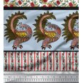 thumbnail image 2 of Soimoi Poly Crepe Fabric Lotus & Peacock Panel Printed Craft Fabric by The Yard 42 Inch Wide, 2 of 2