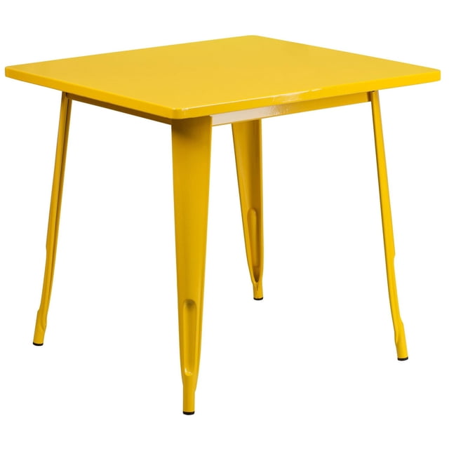 31.5'' Square Black Metal Indoor-Outdoor Table