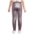 thumbnail image 2 of MSemis Girls Jazz Dance Leggings Metallic Ribbed Elastic Waistband Solid Color Toursers for Hip-hop Performance Pink 150, 2 of 5
