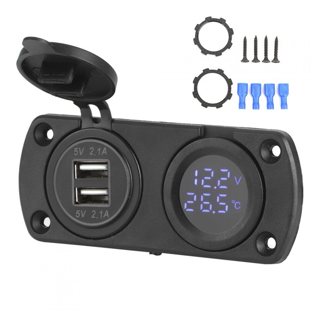 Car Voltmeter Charger, USB Car Charger 5V 4.2A For Lockable Marine Pug For Cigar Lighter Plug Red,Blue