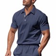 thumbnail image 2 of Txeol Weekly Sale Mens Short Sleeve Shirts Casual Athletic Fit Button V Neck Tee Shirt Solid Color Basic Workout Muscle Tops,Navy,XL, 2 of 10