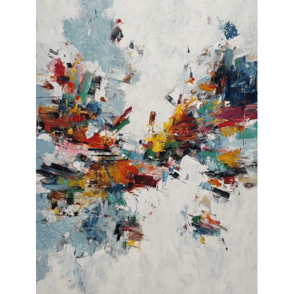 Qisvanset Abstract Textured Palette Knife Oil Canvas Wall Art Print, 15.75x11.81 Inches