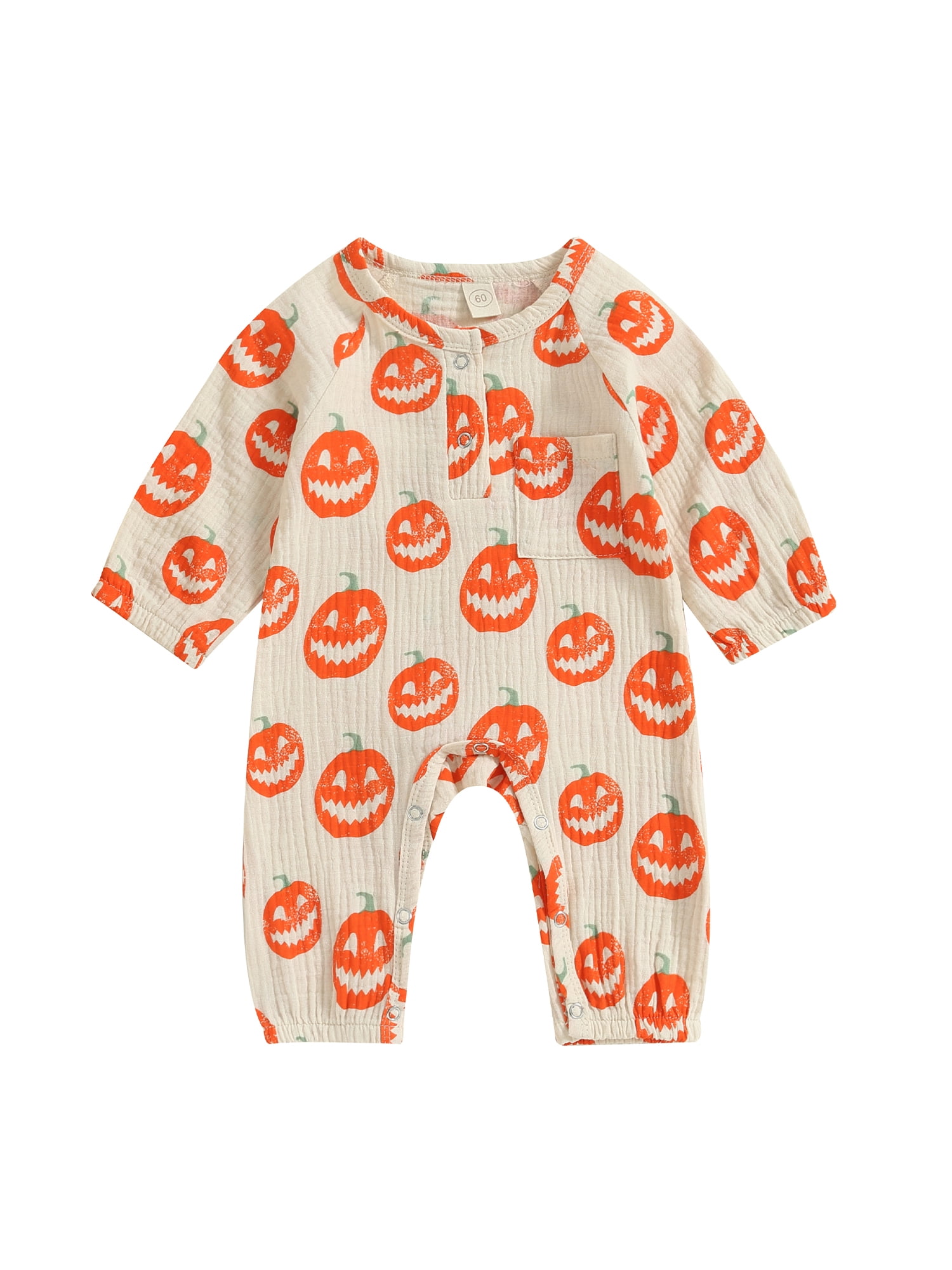 SUNSIOM Combinaisons pour Bébés Garçons Vêtements d'Halloween Imprimé Citrouille Col Rond Manches Longues Combinaisons d'Automne