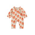 thumbnail image 1 of SUNSIOM Baby Boys Rompers Halloween Clothes Pumpkin Print Crew Neck Long Sleeve Infant Jumpsuits Fall Bodysuits, 1 of 8