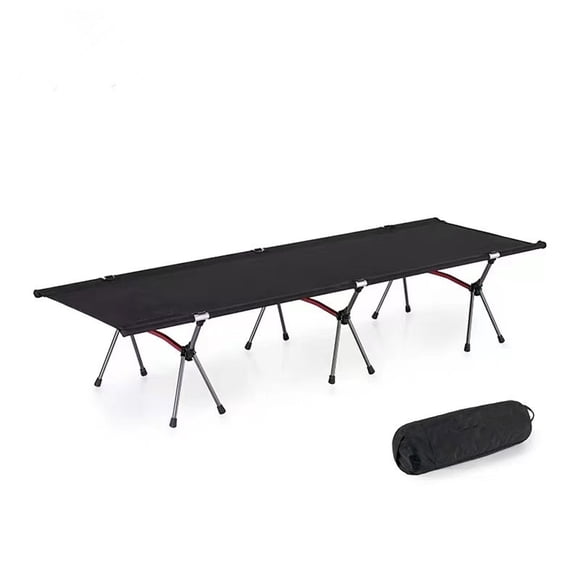 Portable Aluminum Alloy Folding Camping Bed for One Person - Lightweight, Easy to Carry, and Versatile for Outdoor Adventures (Black)