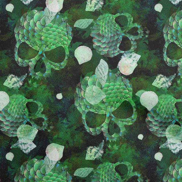oneOone Rayon Green Fabric Skull Sewing Craft Projects Fabric Prints By Yard 56 Inch Wide