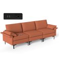 thumbnail image 1 of Costway Canapé Modulaire Moderne en Tissu 3 Places avec Prises USB et Pattes en Métal Rouge, 1 of 10