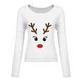thumbnail image 3 of Mode Femme Décontractée Imprimé Col en V T-shirt Manches Longues Ample Blouse Chandail, 3 of 9