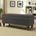 thumbnail image 2 of HomePop Traditional Fabric Large Storage Bench with Nailhead Trim in Charcoal, 2 of 10