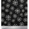 thumbnail image 1 of Soimoi Black Poly Georgette Fabric Snow Flakes Floral Print Sewing Fabric Yard 52 Inch Wide, 1 of 5