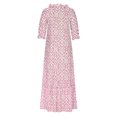 thumbnail image 4 of Penkiiy Robe Bohème d'Été pour Femme 2024 à Volants, Manches Courtes, Col en V à Franges, Volantée, Fluide, Ligne A, Maxi, 2TG, Rose, 4 of 7