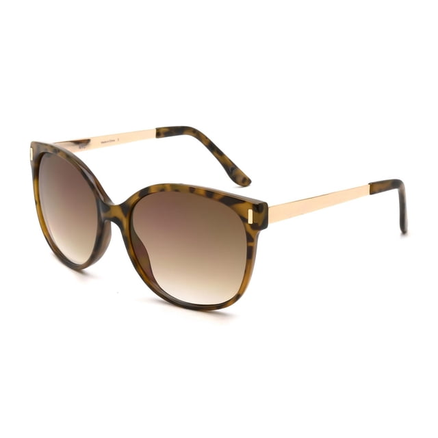 Madden NYC Amber Tort Square Sunglasses with amber tortoise wayfarer frame, gradient brown lenses, and slim gold metal temples with tortoise tips, providing 100% UV protection and durable style for versatile outdoor wear.
