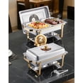thumbnail image 1 of VEVOR 4 Qt 2 Pack Rectangle Chafing Dish Buffet Set Half Size Pan Stainless Steel Gold, 1 of 9