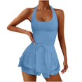 thumbnail image 2 of Kaemgyyd Womens Workout Rompers Stretchy Sleeveless Athletic Running One-Piece Outfit Fashion Drawstring Halter Gym Yoga Jumpsuits, 2 of 6