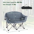 thumbnail image 2 of Costway Double Duo Camping Chair with Armrests Cup Holders Carry Bag Heavy Duty Lawn Chair Gray, 2 of 10