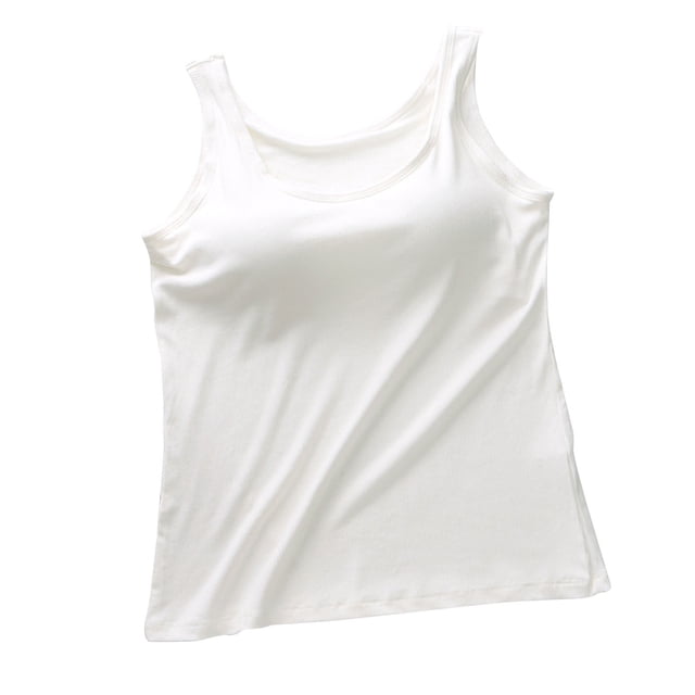 AherBiu Padded Tank Tops for Women Basic Loose Solid Color Summer Camisole Comfy Round Neck Sleeveless Tops