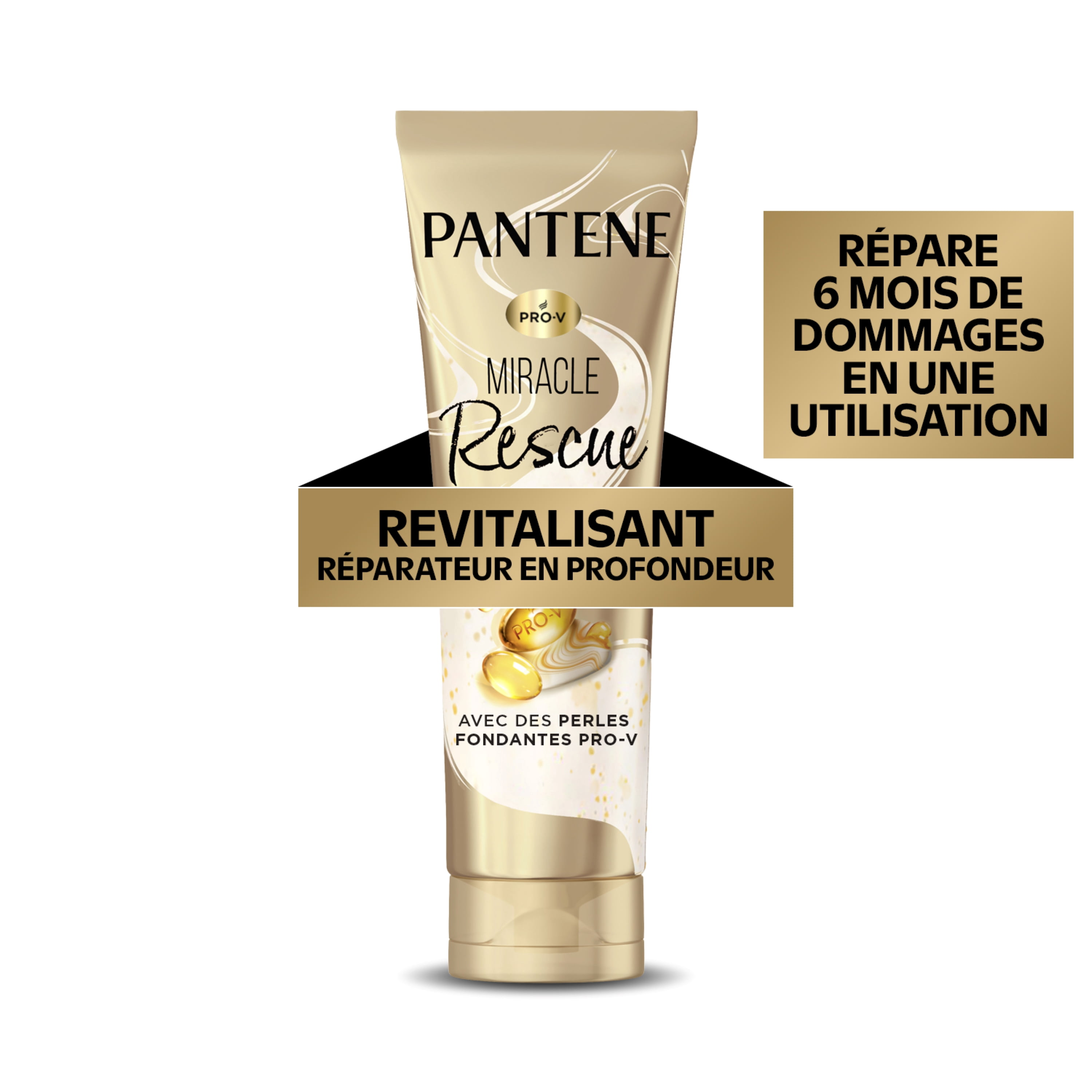 Revitalisant Réparateur enProfondeur Pantene, Masque Capillaire, Perles Fondantes Pro-V, Miracle Rescue, Réparation Des Dommages, Pour Des Cheveux Forts, Brillants et Sains, 237 mL
