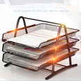 thumbnail image 4 of Desk File Tray Mesh Desk File Organizer Mesh Letter Tray Mesh Desk Paper Holder Office Desk Document Tray Mesh Bracket Paper Letter Shelf Holder Black Metal For Home Study School, 4 of 5