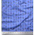 thumbnail image 1 of Soimoi Blue Heavy Satin Fabric Floral Alphabet Text Decor Fabric Printed Yard 56 Inch Wide, 1 of 5