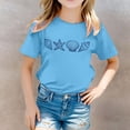 thumbnail image 2 of PMVFHDE Hauts Basiques pour Filles Hauts d'Été Tendance Manches Courtes pour Filles T-Shirt Décontracté Imprimé Col Rond Manches Courtes Bleu, 10-11 Ans, 2 of 5