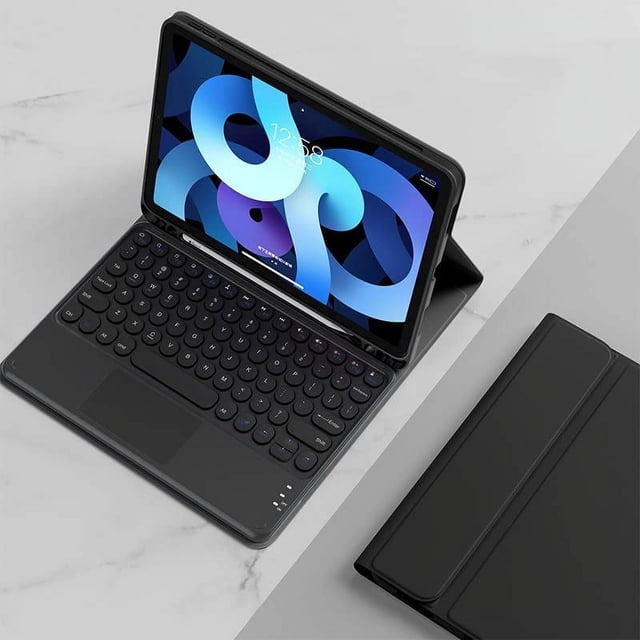 REQO Keyboard Case for iPad Mini 6th Generation Touchpad Detachable Keyboard with Pencil Holder Round Key Color Slim Smart Cover for iPad Mini 2021 6th Gen,Black