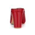 thumbnail image 2 of BLISSFUL STEP Women's Pearl Bow Block Heel Slides Mules Red 8, 2 of 8