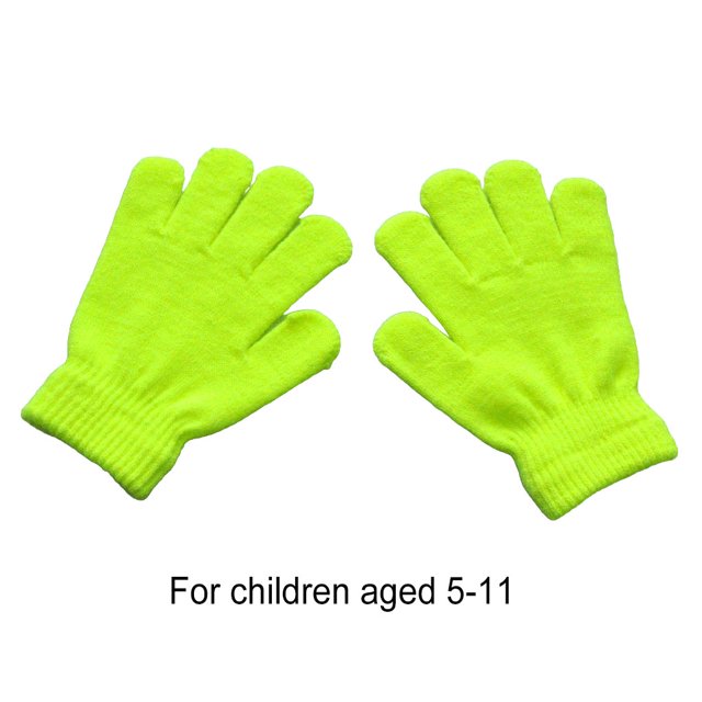 1 Pair Kids Gloves Exquisite Keeping-warm Children Gloves Practical Simple Clothes Accessory with Solid Color for Winter Wear Fluorescent yellow