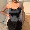 thumbnail image 1 of Lolmot Womens Fashion Solid Fishbone Girdling Slim Backless Tanks Top Short Breast Wrap, 1 of 8