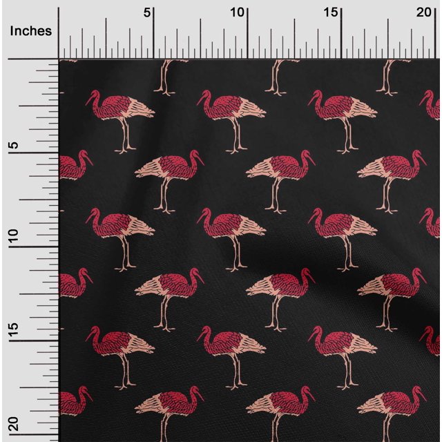 oneOone Cotton Silk Fabric Heron Block Print Sewing Fabric BTY 42 Inch Wide