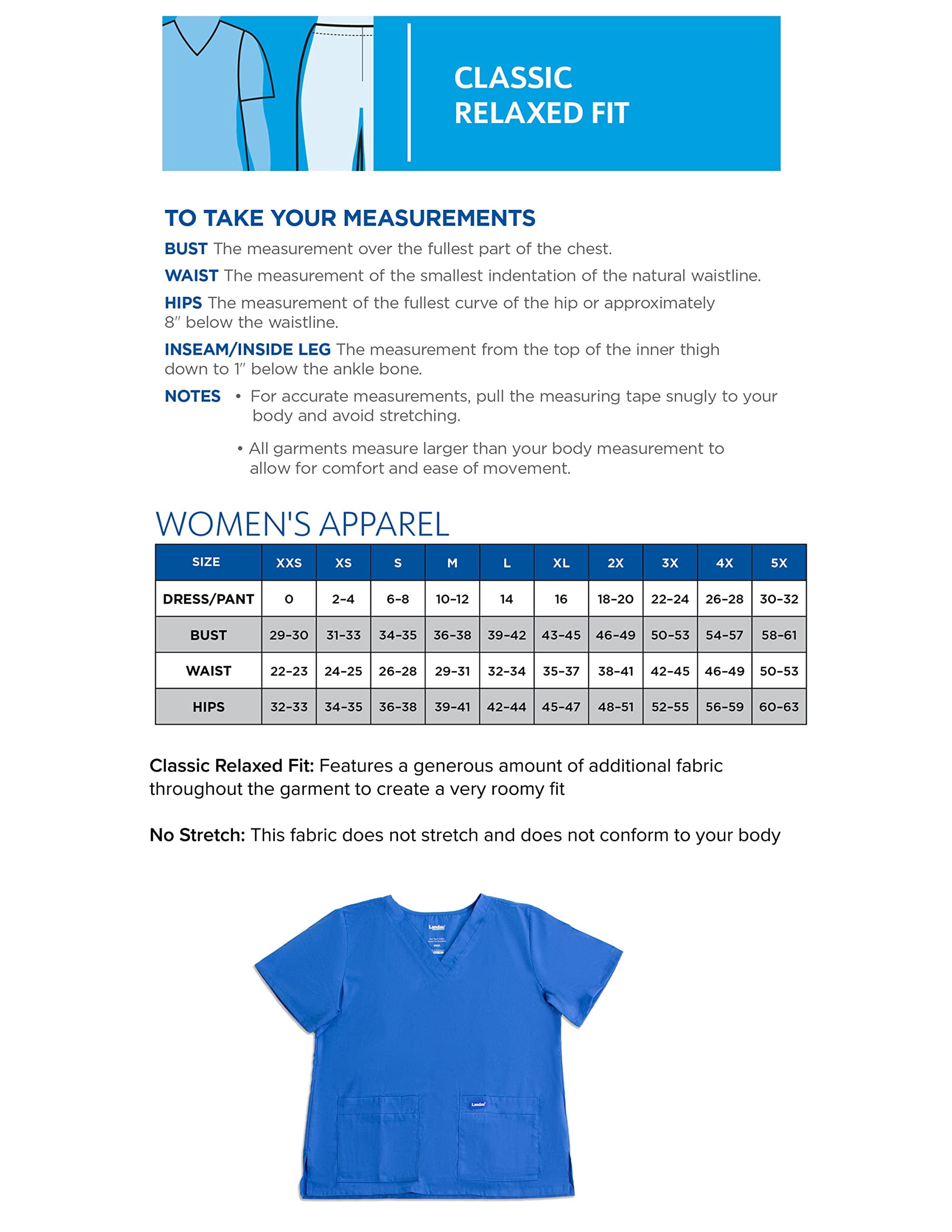 Landau Essentials Scrub Top for Women: 4 Pockets, Classic Relaxed Fit, Durable V-Neck 8219