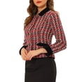 thumbnail image 4 of INSPIRE CHIC Blazer en Tweed à Carreaux Élégant en Velours à Col pour Femme P Rouge, 4 of 6