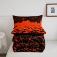 thumbnail image 4 of YST Ensemble de Literie d'Halloween Orange Brûlé Format Simple, Ensemble de Couette Gothique Toile d'Araignée pour Ados Enfants, Couette en Duvet Psychédélique Chauves-Souris Faune Oiseaux, Insert de Couette Réversible Décorations d'Halloween, 4 of 5