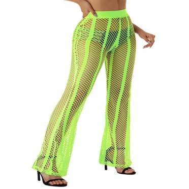 Pantalon en Maille Ajourée pour Femmes, Pantalon de Couverture en Résille Transparent, Coupe Ample, Bas de Bikini, Tenue de Boîte de Nuit de Plage