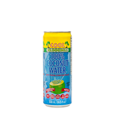 Cool Runnings 100% Coconut Water 310 mL. Not from Concentrate. No Pulp.