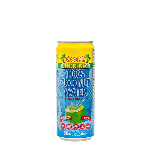 Cool Runnings 100% Coconut Water 310 mL. Not from Concentrate. No Pulp.
