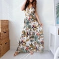 thumbnail image 1 of Aqestyerly Robe à Col en V pour Femmes Sans Manches Mi-Mollet Longue Robe Aguichant Dos Ouvert Design Imprimé Tenue Décontractée d'Été HWRETIE, 1 of 6
