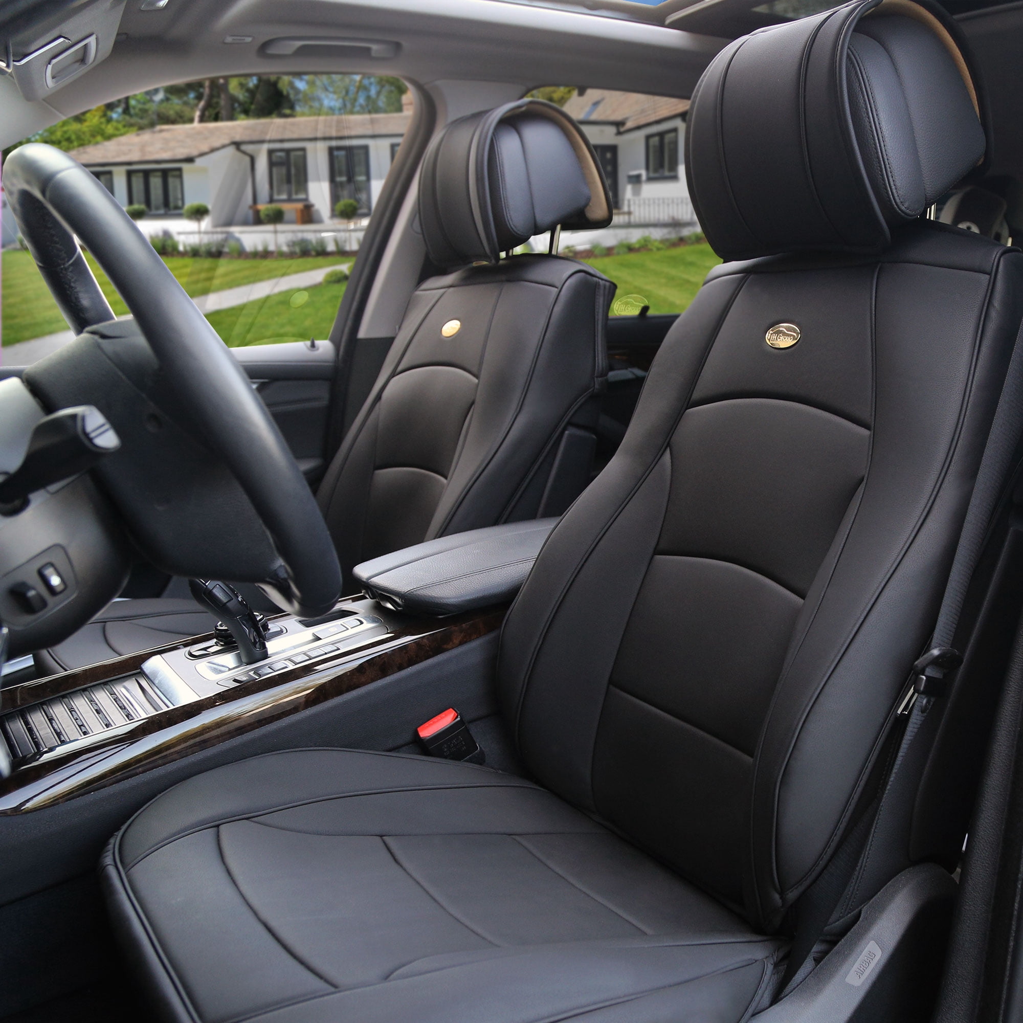 FH Group High Grade Leather Car Seat Covers Front Set