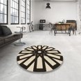 thumbnail image 4 of Ahgly Company Tapis Rond Lavable en Machine Intérieur Transitionnel Blond Doré Or, 5 Pieds Rond, 4 of 7