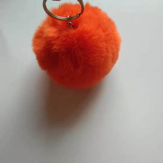 Fuzzy Ball Keychain Supple Comfortable Lovely Key Rings Adorable Practical Key Chains Women for Children Adults Elderly Students Orange 9cm