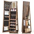 thumbnail image 1 of Giantex 360° Rotating Jewelry Cabinet, Freestanding Organizer w/Full-Length Mirror & Rear Shelves, Brown, 1 of 9