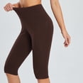 thumbnail image 4 of PEZHADA Women's High Waisted Yoga Workout Exercise Capris with Pockets, Brown, L, 4 of 6