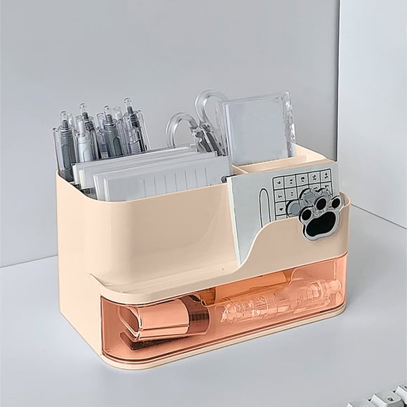 Boîte de Rangement de Papeterie de Bureau Multifonctionnelle, Porte-Stylos Grande Capacité, Étagère de Boîte de Rangement, Tiroir de Bureau pour Étudiant, Plastique, Rangement Organisé, Pratique et Commode