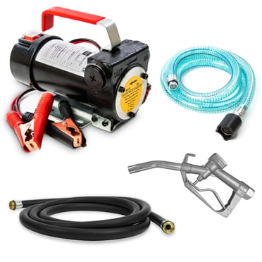 Biltek Pompe de Transfert de Carburant 12V, Pompe de Transfert Diesel 13 GPM, Pompe de Transfert d'Huile Moteur à Auto-Amorçage avec Protection Accrue contre la Surchauffe et Pinces Croisées Isolées pour Diesel, Kérosène et Huiles de Carburant Légères