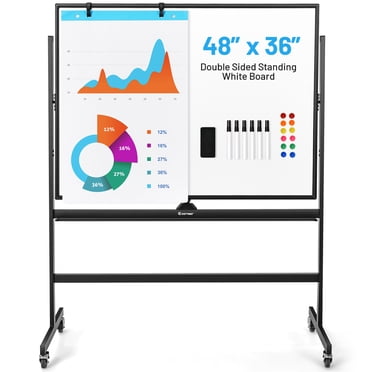 Costway 48"x36" Mobile Magnetic Double-Sided Reversible Whiteboard Height Adjust