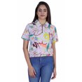thumbnail image 1 of Moomaya Haut Court Imprimé pour Femmes Été Décontracté T-Shirt à Col à Fermeture à Glissière, 1 of 7