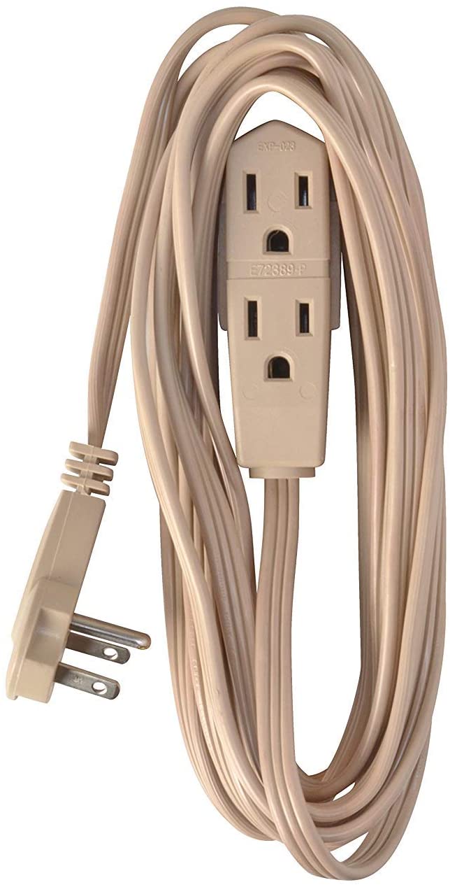Coleman Cable Cordon d'Extension à Fiche Plate Slimline 2255, 3 Fils, 13 Pieds, Beige